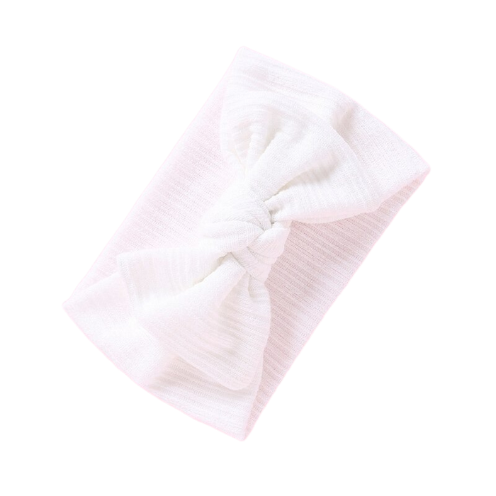 Baby Light Knit Single Soft Bow Knot Headband — White