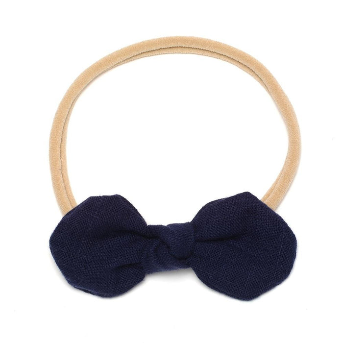 Baby Linen Knot Bow Headband — Black