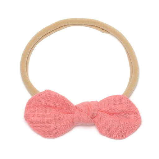 Baby Linen Knot Bow Headband — Coral - Sommerfugl Kids