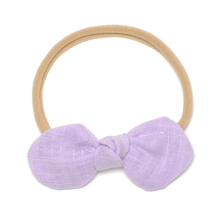 Baby Linen Knot Bow Headband — Lilac
