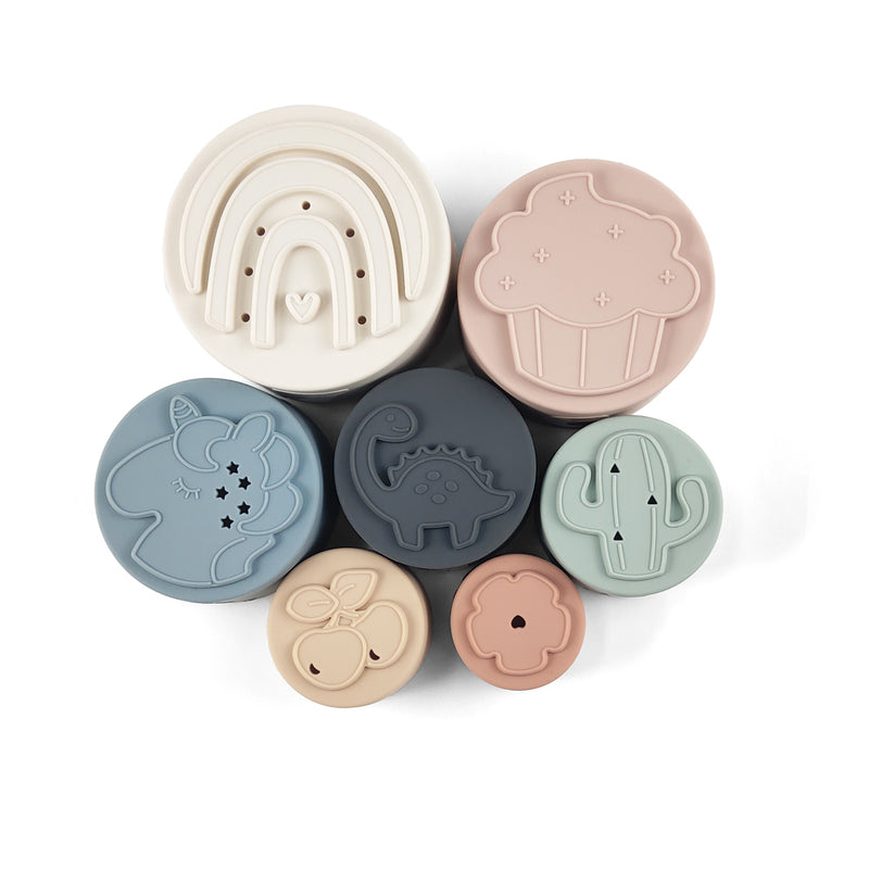 Silicone Baby Stacking Cups Bath & Beach — Pastel - Sommerfugl Kids