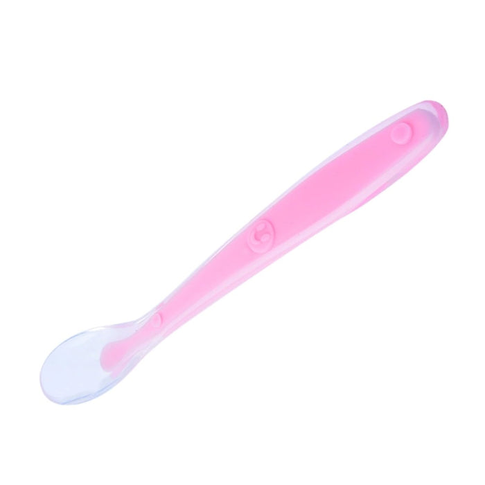 Soft Silicone Ergonomic Baby Feeding Spoon — Baby Pink