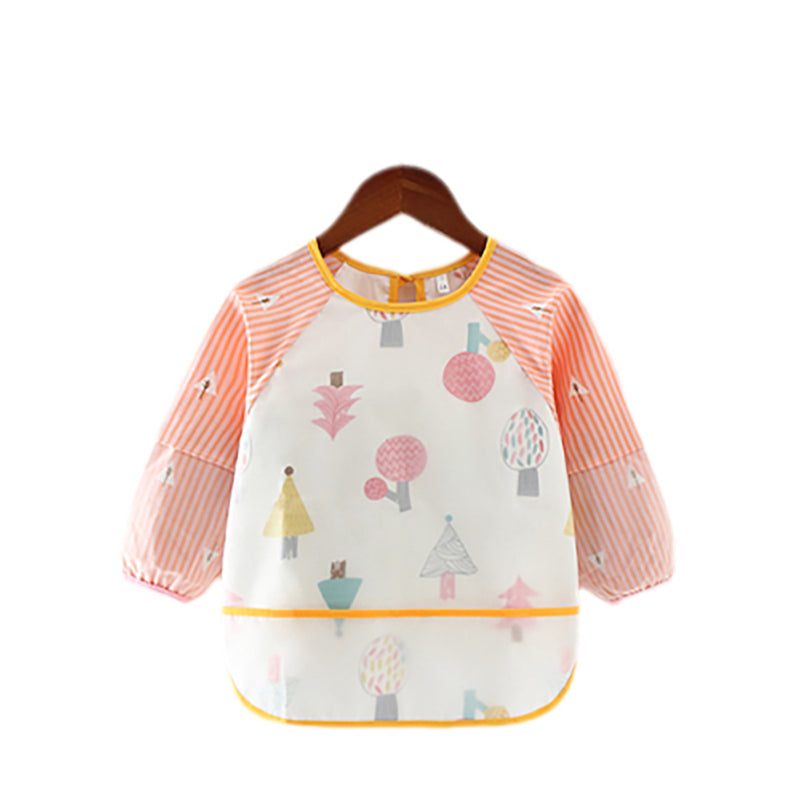 Peach Forest Baby Smock Bib with Long Sleeves
