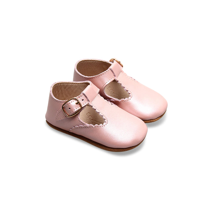 Ballerina Pink Leather Baby T Bar Shoe