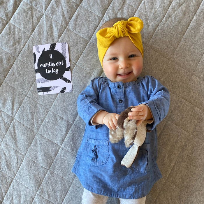 Lily Eyelet Baby Bowknot Headband in Mustard