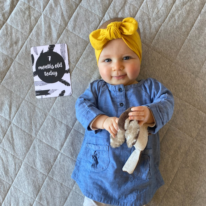 Lily Eyelet Baby Bowknot Headband in Mustard
