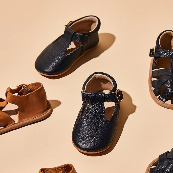 Nile Blue Leather Baby T Bar Shoe