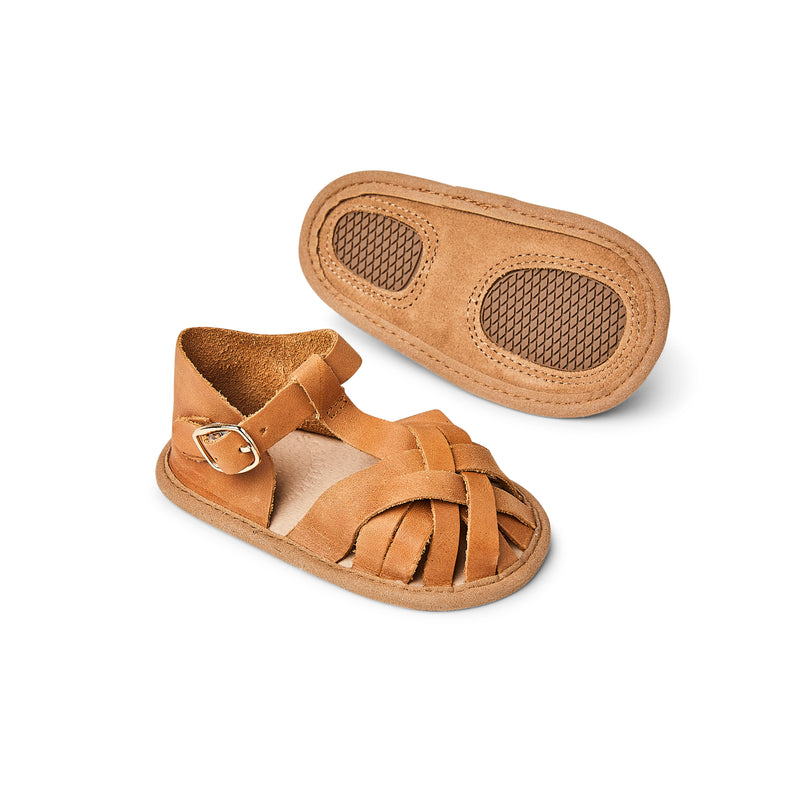 Nutmeg Wax Leather Baby Sandal - Sommerfugl Kids