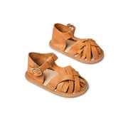 Nutmeg Wax Leather Baby Sandal - Sommerfugl Kids