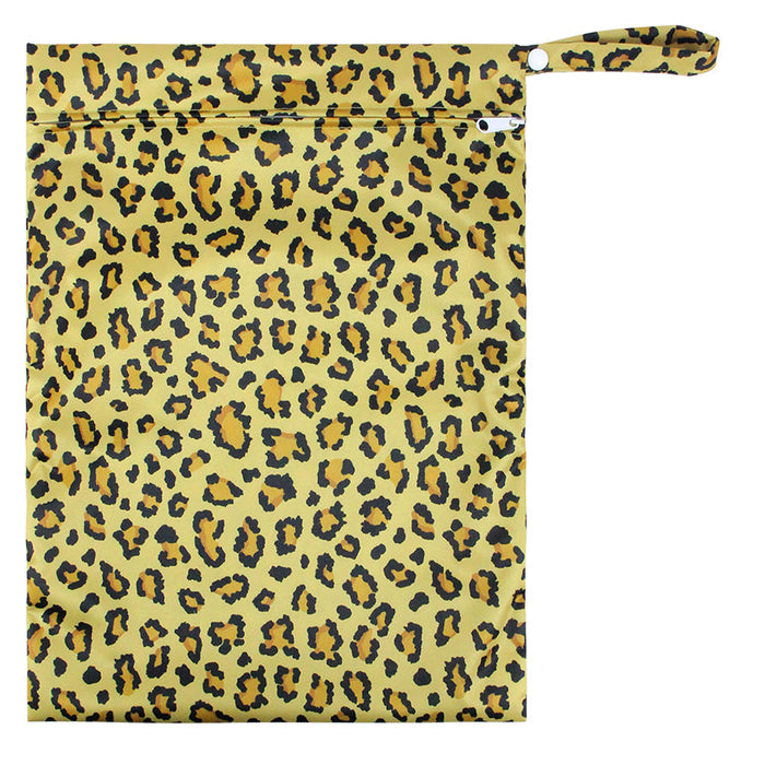 Reusable Single Zip Waterproof Nappy Wet Bag — Leopard Print