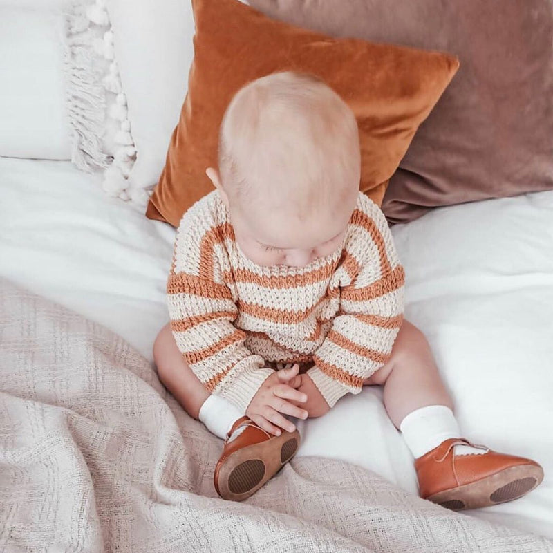 Cinnamon Leather Baby T Bar Shoe - Sommerfugl Kids