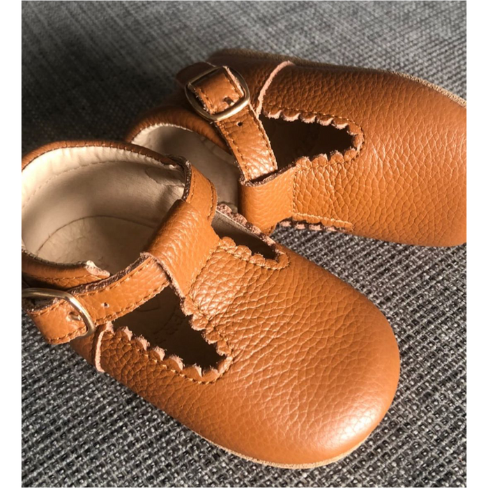 Cinnamon Leather Baby T Bar Shoe - Sommerfugl Kids