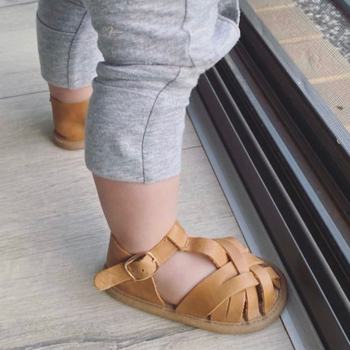 Nutmeg Wax Leather Baby Sandal - Sommerfugl Kids